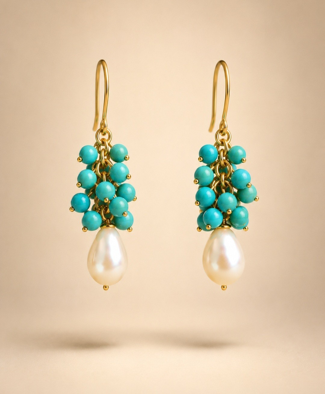 Turquoise & Freshwater Pearl Earrings14k Gold Filled | Handmade Earrings