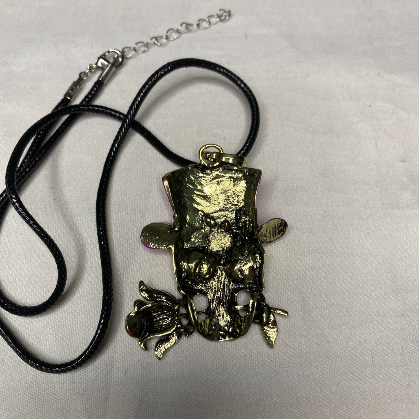Skull Necklace Pink Top Hat Rose Pendant Gothic Halloween Costume Jewelry New