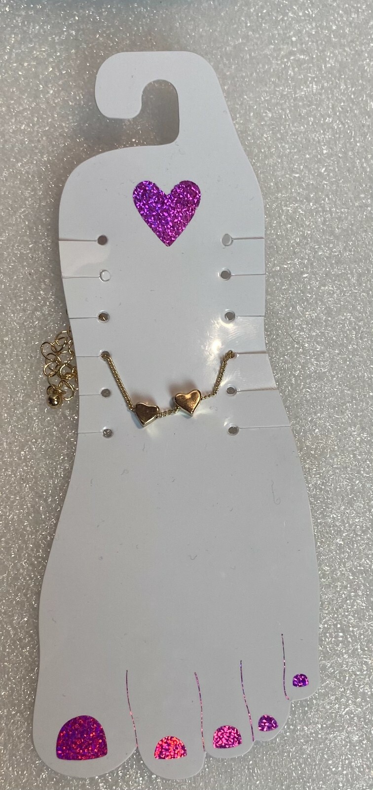Costume Jewelry Summer hearts Anklet NWOT Adjustable 8.5 to 11.5 in Gold tone