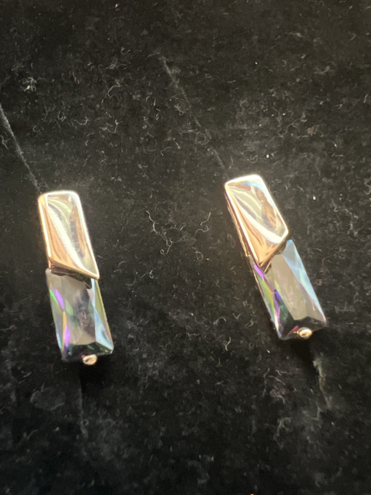 14k Rose Gold Plated Mystical Topaz Post English Lock Earrings