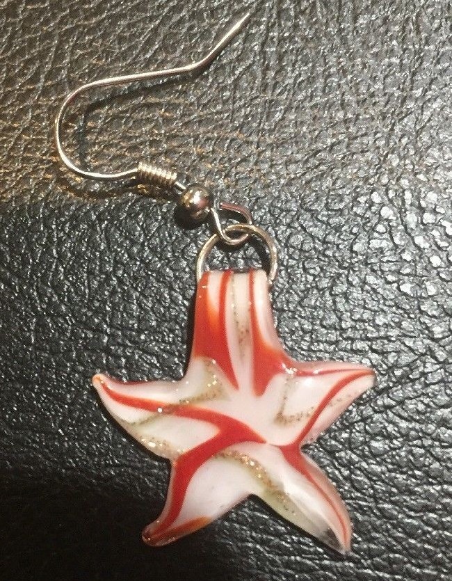 White Orange Gold Star Glass earrings Unique Birthday Gift Gothic Jewelry style
