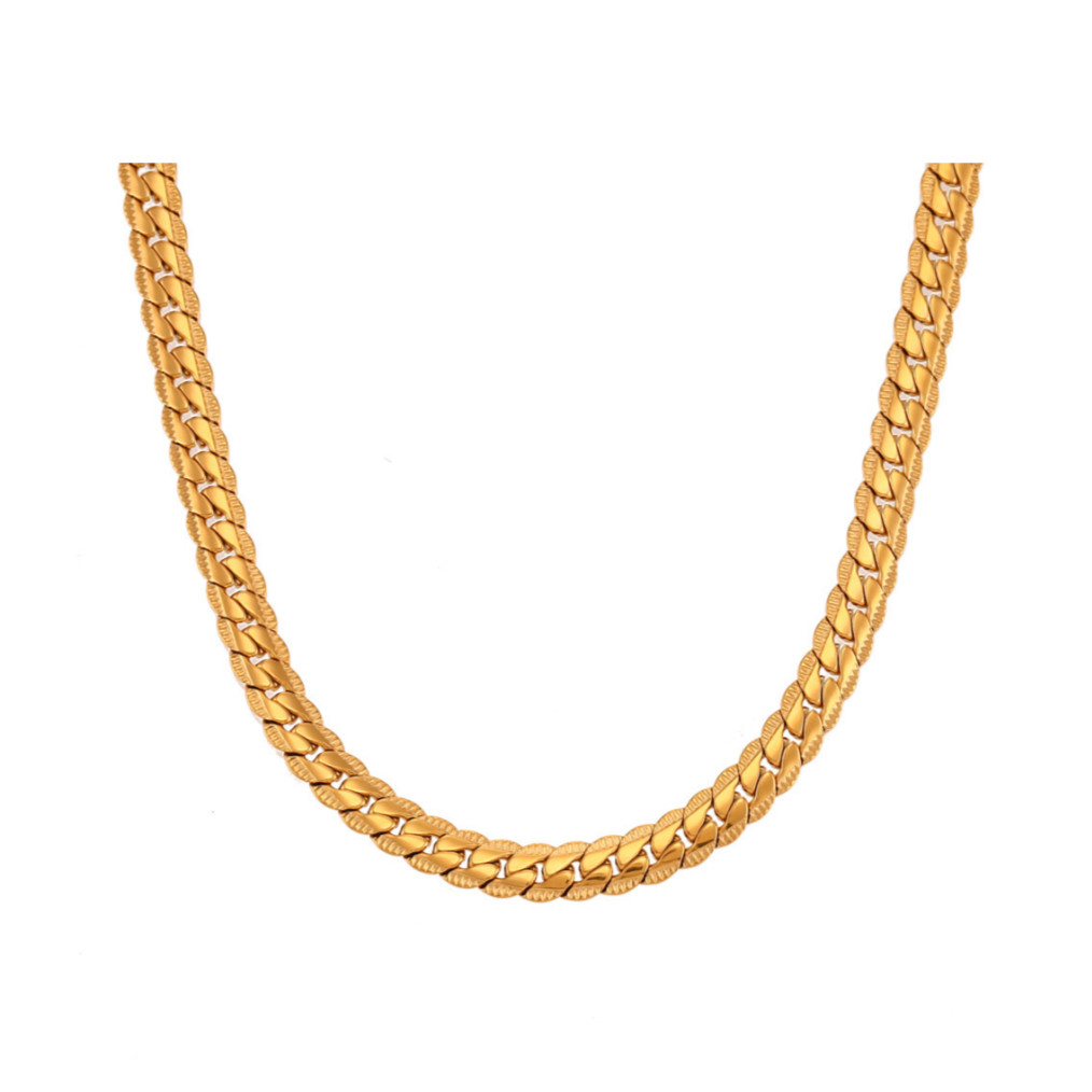 40cm-45cm (16″-18″) 6.2mm Width Chunky Flat Cuban Chain Necklace