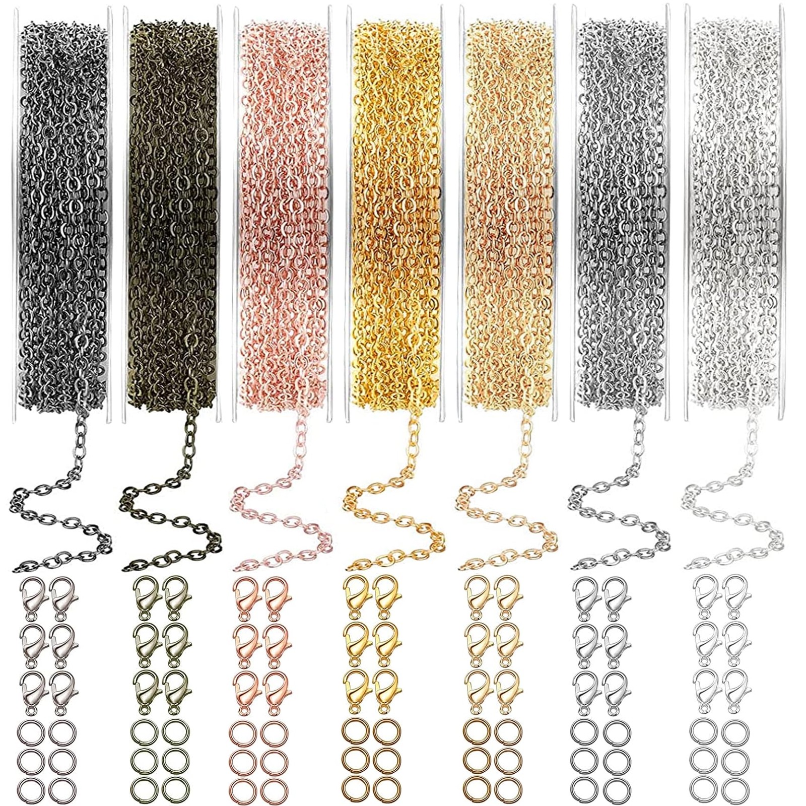 EuTengHao 90ft Jewelry Making Chains Link Roll Bulk, 2mm Metal Necklace Chain…