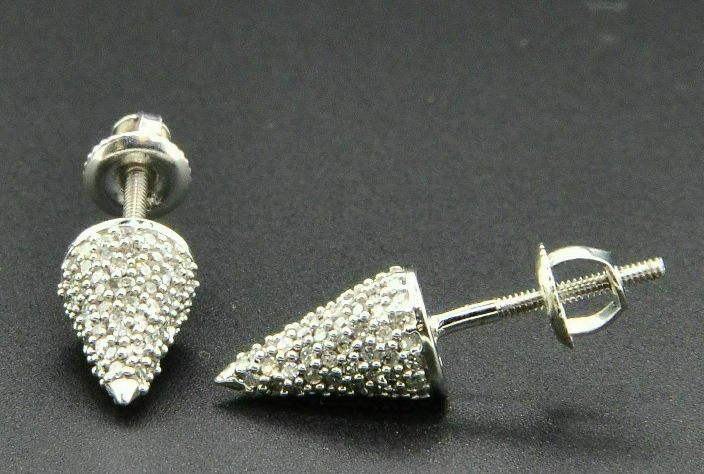 2 CT Moissanite Bullet Cone Shape 925 Sterling Silver Pave Set Stud Earrings