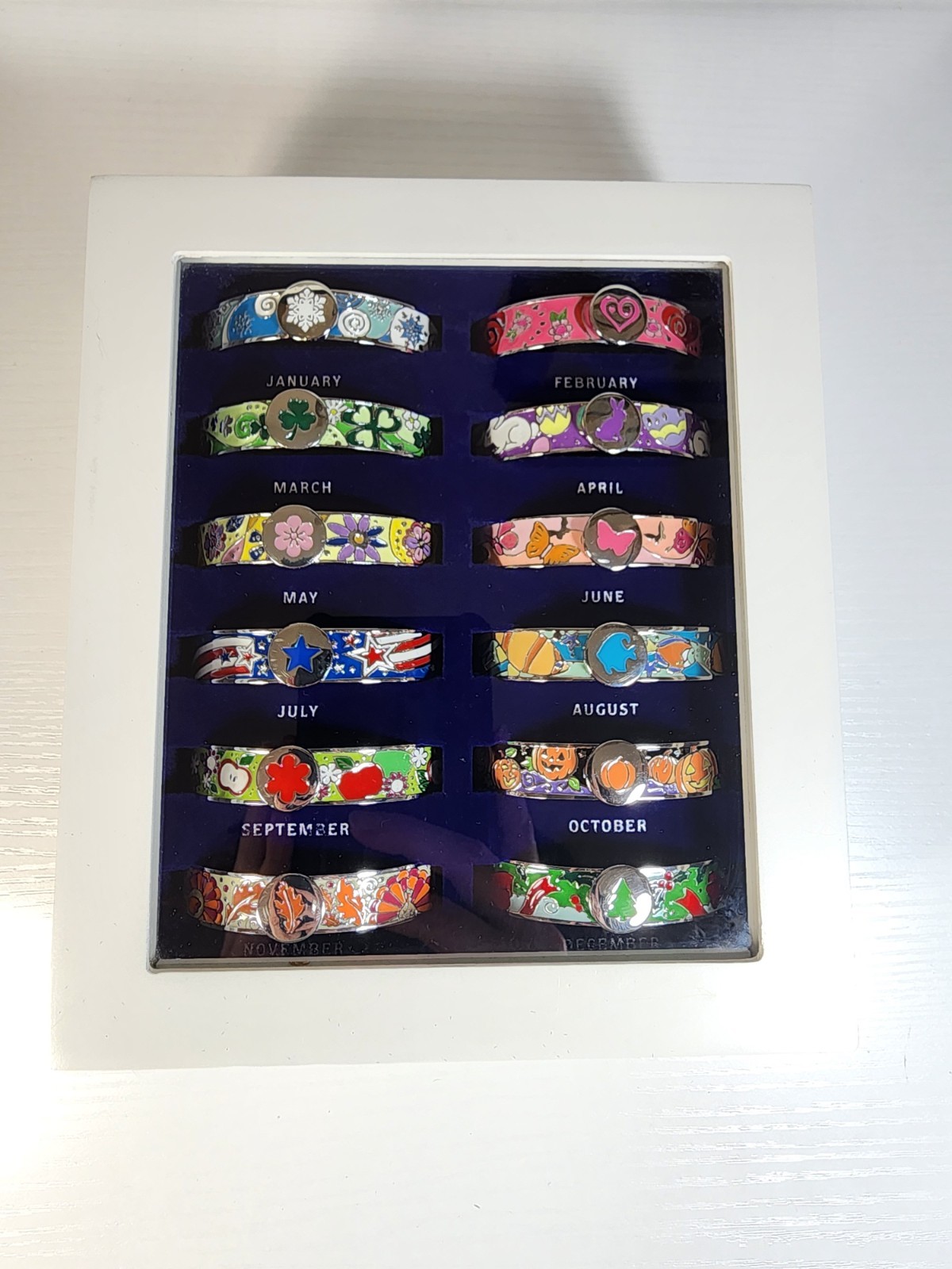 Willabee and Ward Danbury Mint Full Set 12 Month Hinged Bangle Bracelets HTF