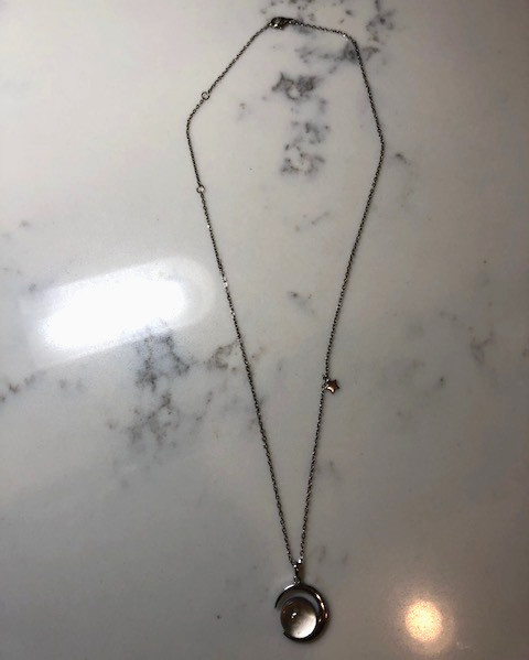 Space Meteorite 925 silver crescent moon pendant necklace 19″