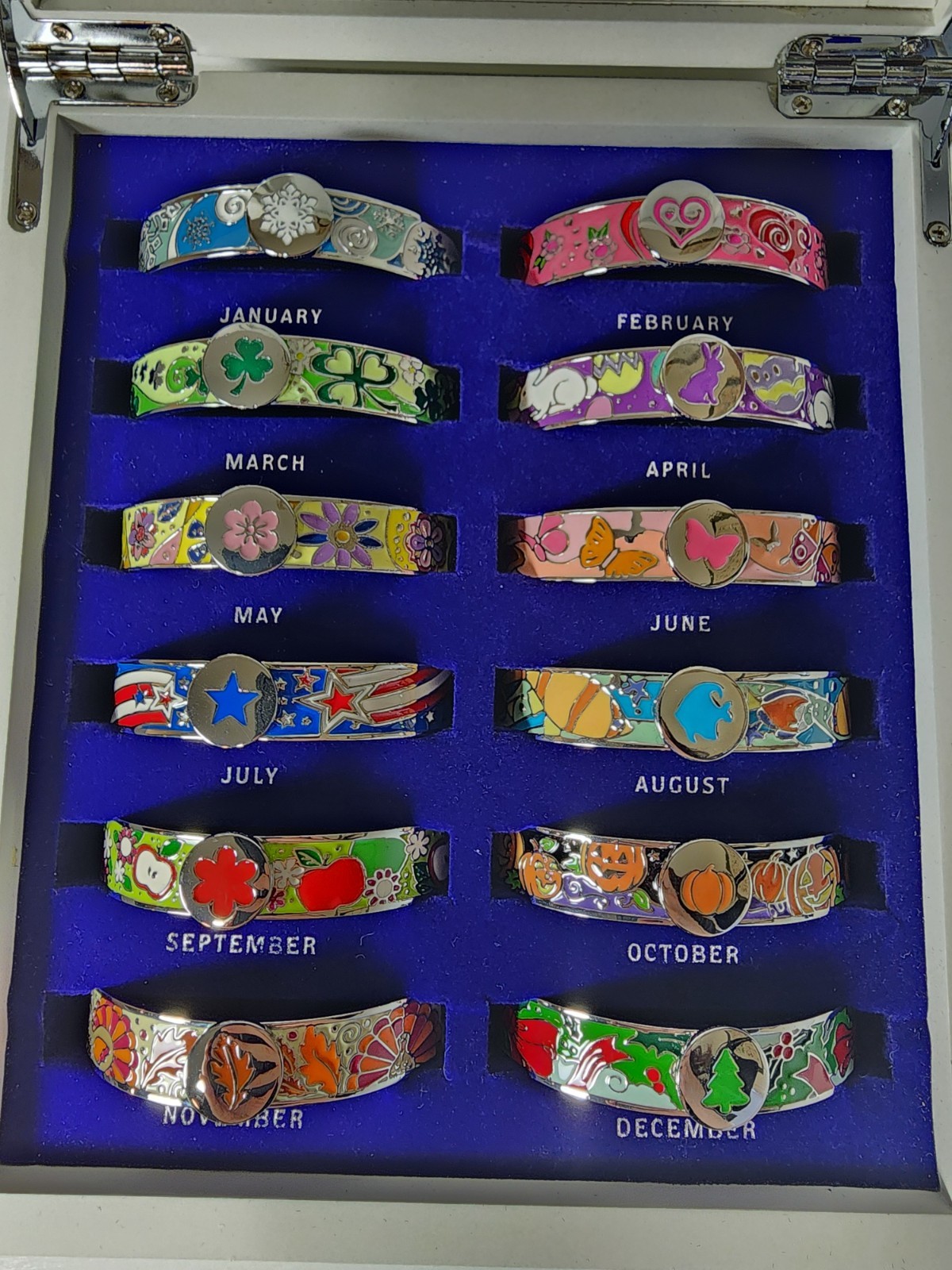 Willabee and Ward Danbury Mint Full Set 12 Month Hinged Bangle Bracelets HTF