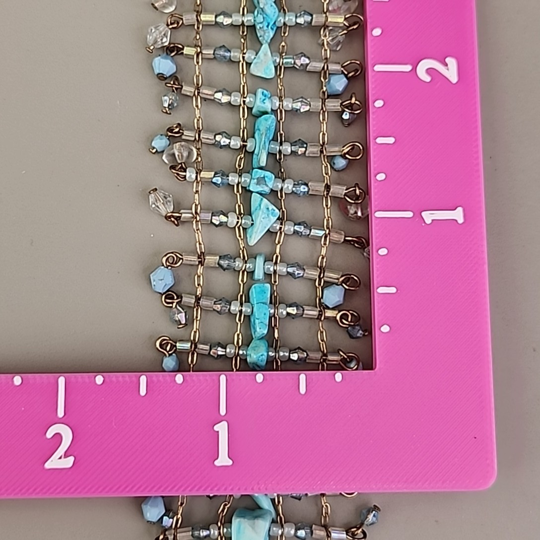 Bracelet Stretch Ring Pierced Drop Earrings Lot of 3 Blue Stone Beaded 6″