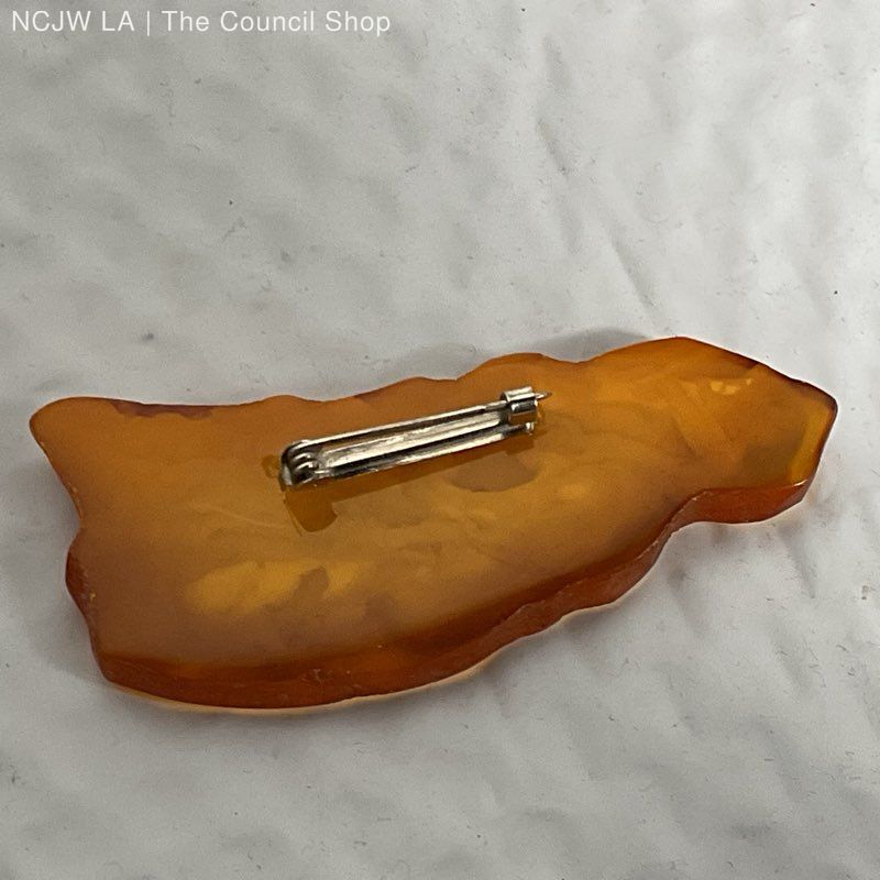 VTG. Artisan Resin/Acrylic Orange Brooch- 3.5″
