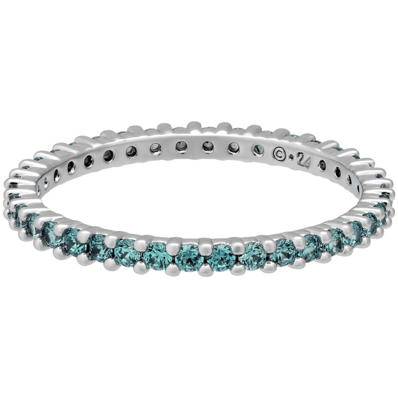 Swarovski Women’s Ring Vittore Rhodium Plated Blue Crystal Pave, Size 9 5221404