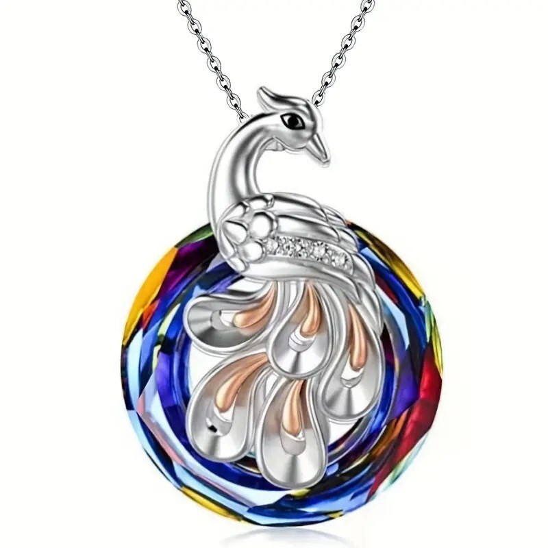 Rainbow Mystical Fire Topaz 925 Sterling Silver Charms Phoenix Pendant Necklace