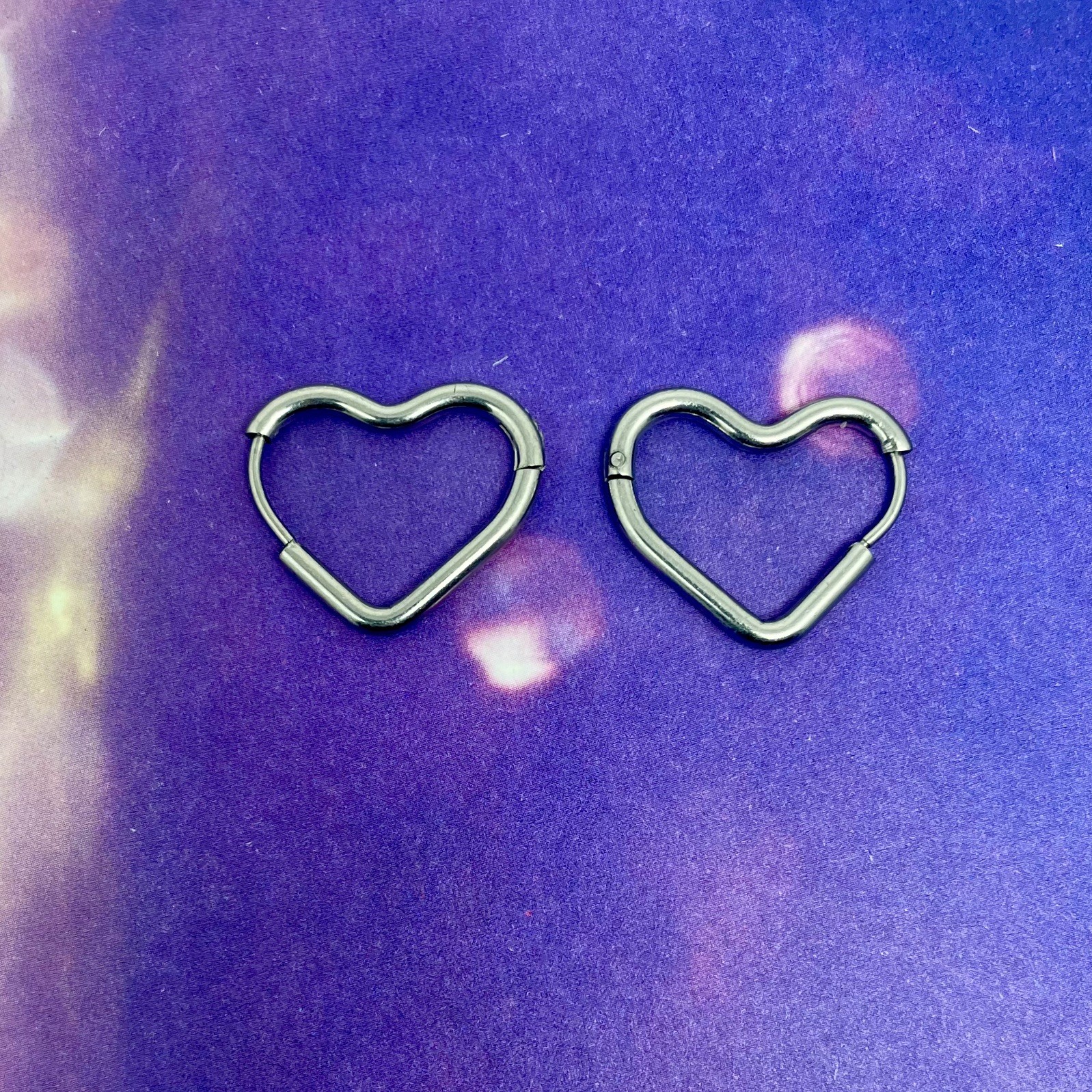 Surgical Stainless Steel Love Heart Shaped Huggie Hoop Clicker Earrings Jewelry