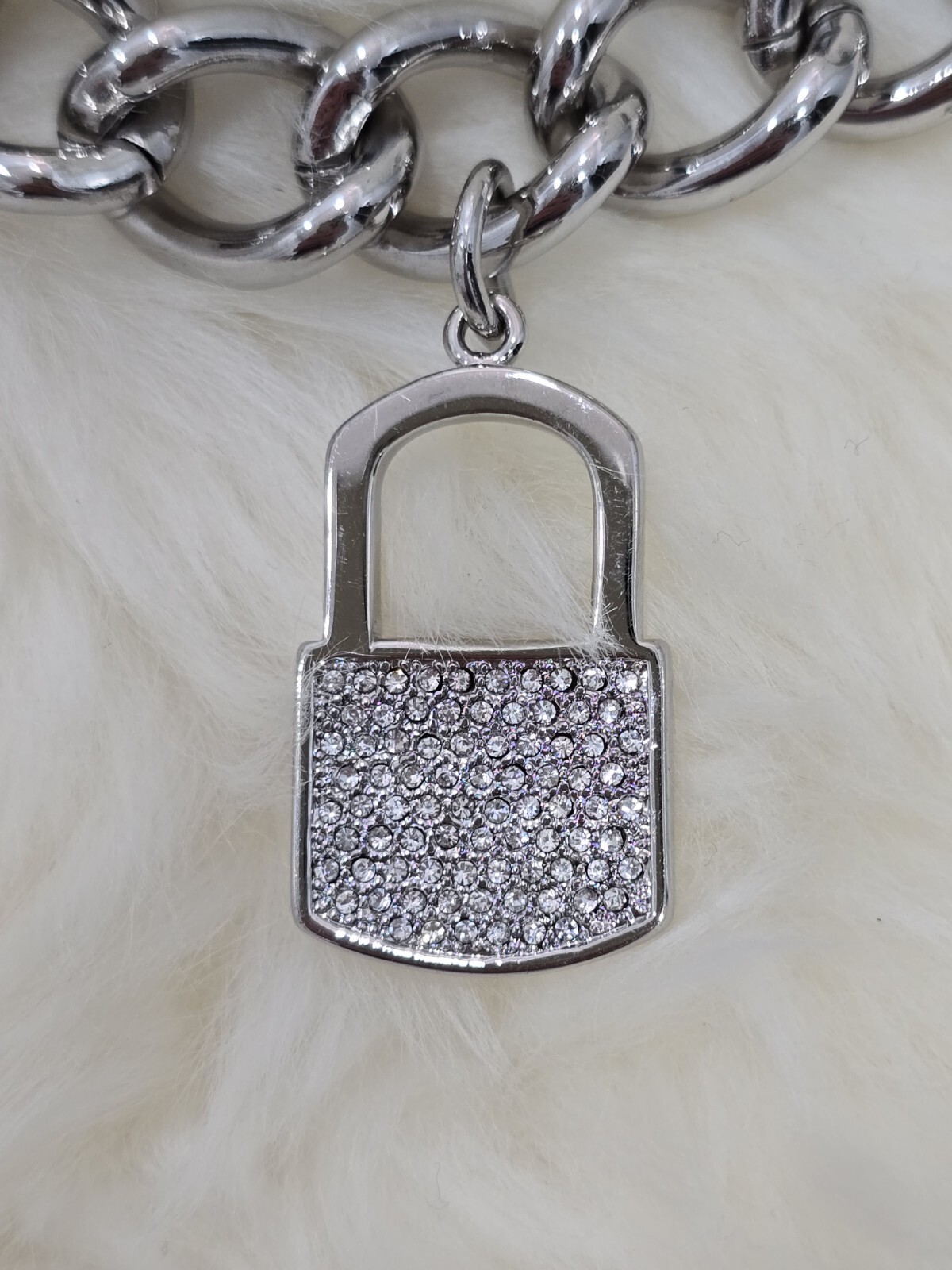 Armani Exchange Chain Bracelet Stainless Steel Silver Charms Push Lock BNWT