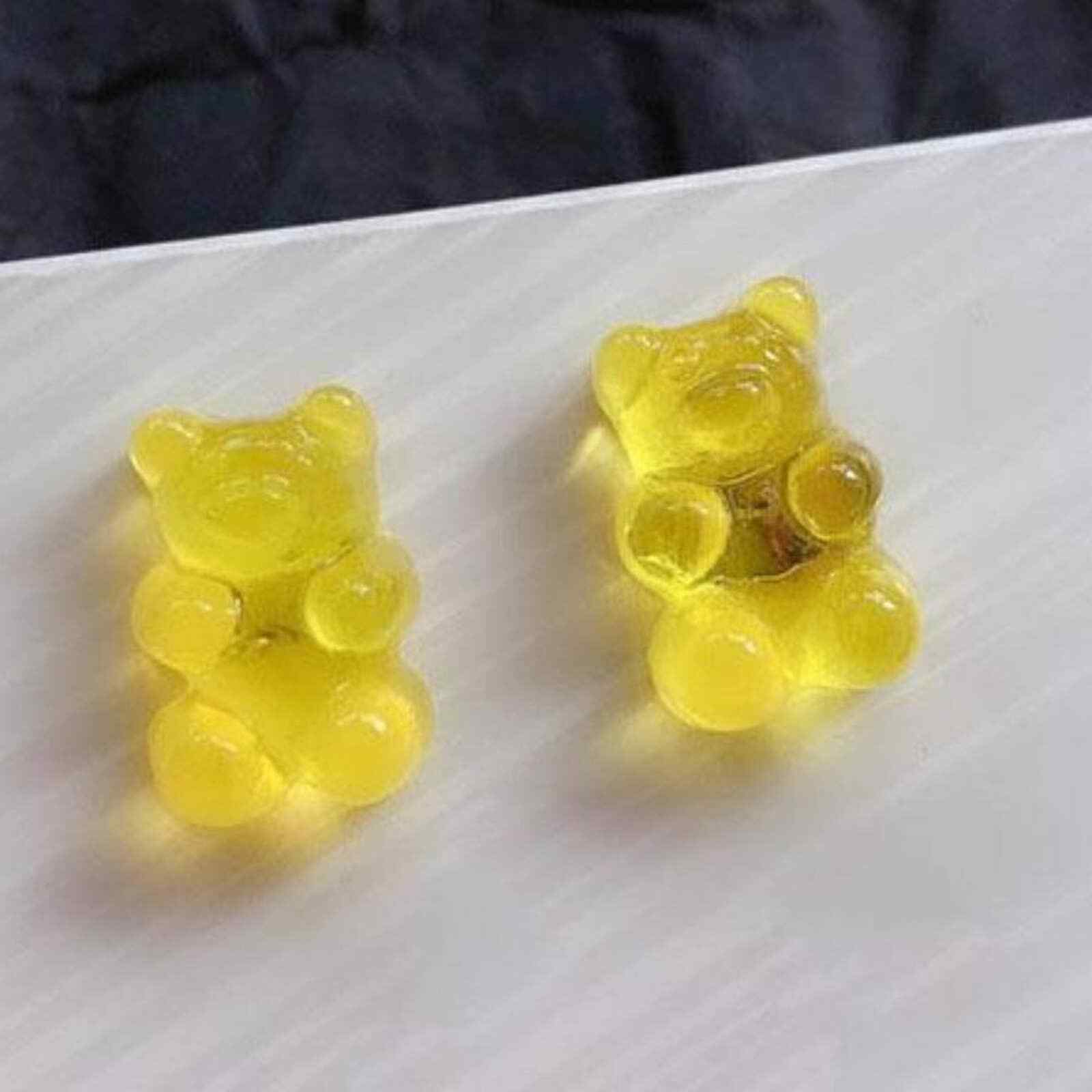 Candy Colored Resin Gummy Bear Stud Earring Pair in Clear Candy Shaped Box~~NWOT