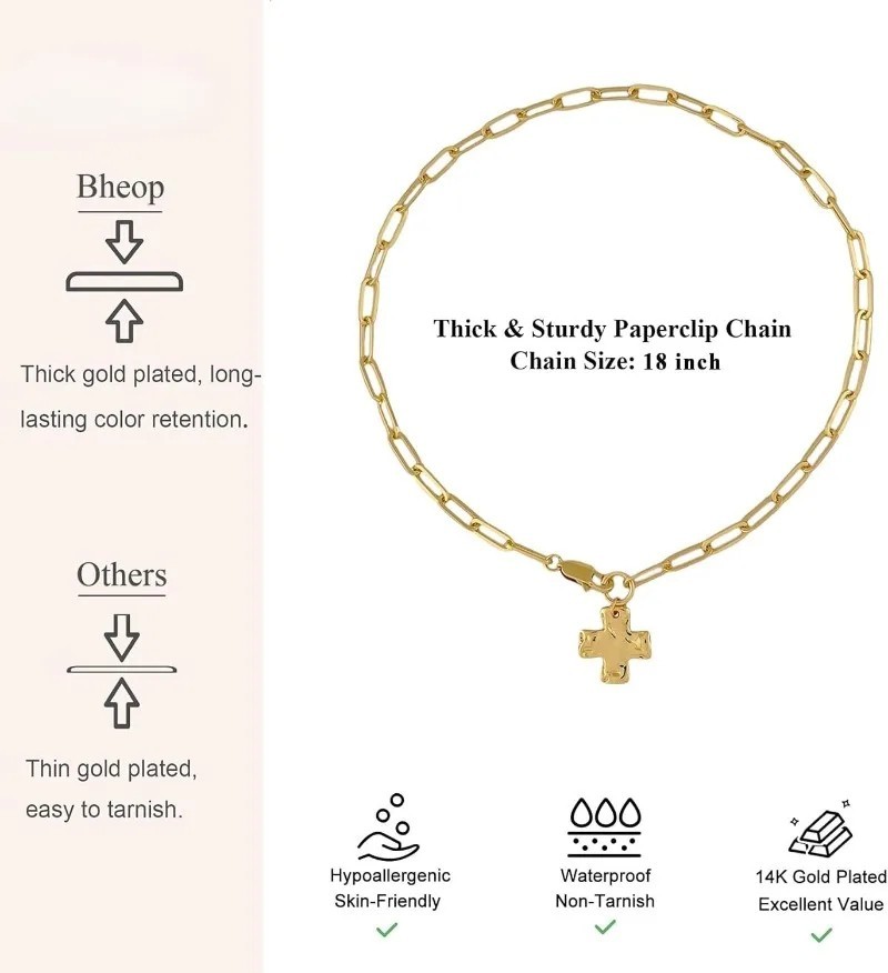 Chunky Cross Necklace for Women Trendy 14K Silver Layered Statement Cross