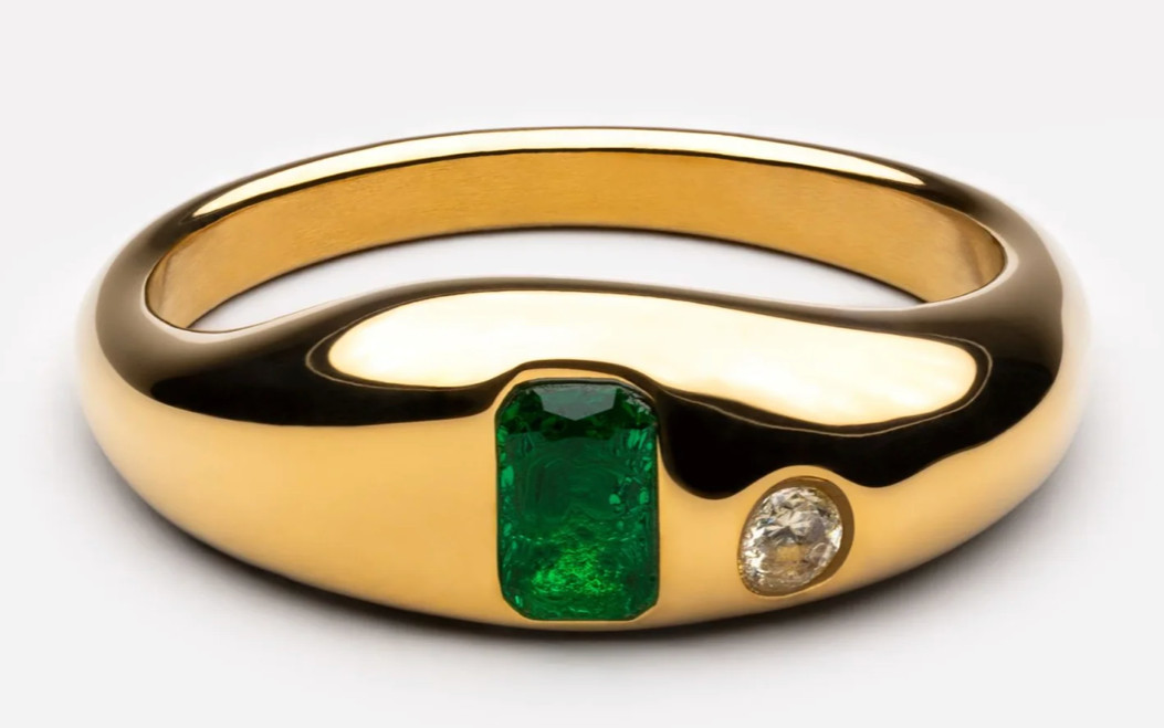 Atolea Ring Green and Clear Gemstone Tarnish Proof Ring Size 8
