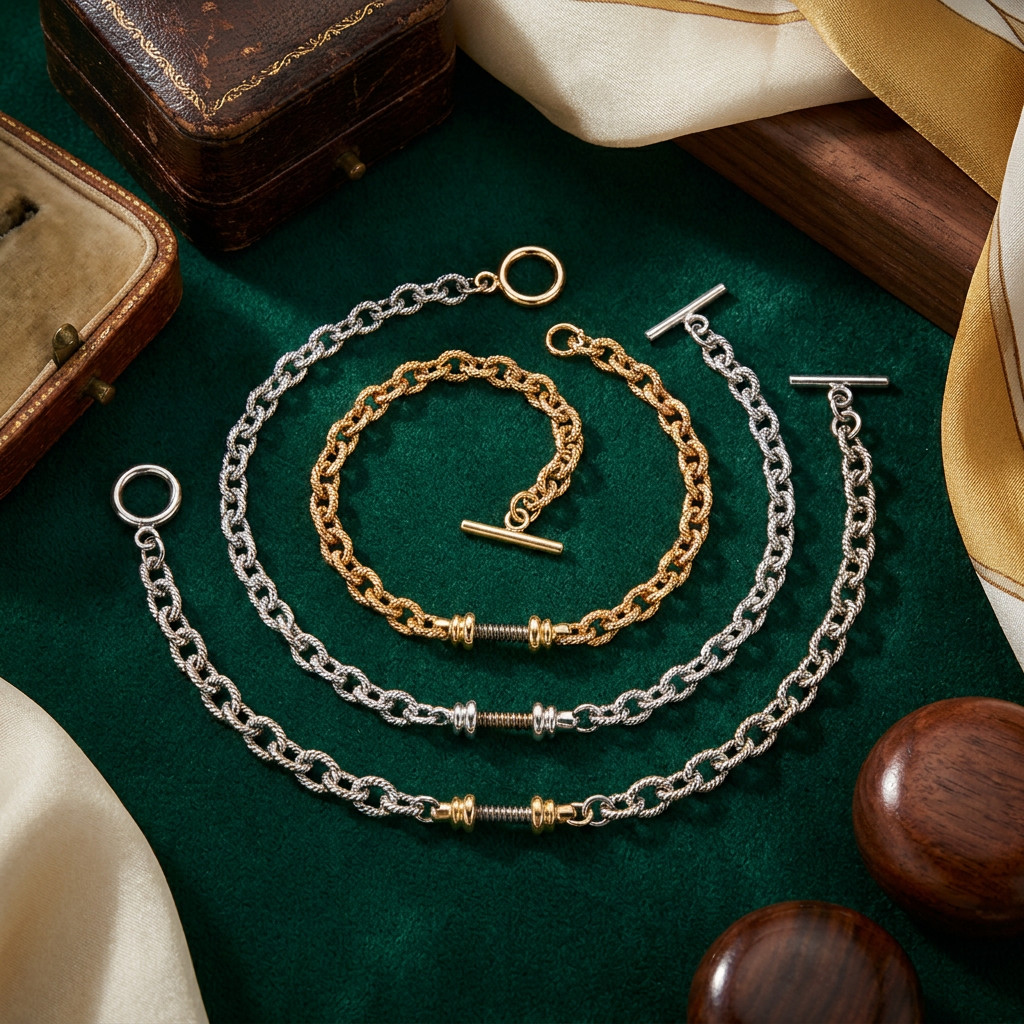 Textured Chain Bracelet for European Charms, Dangles & Lockets