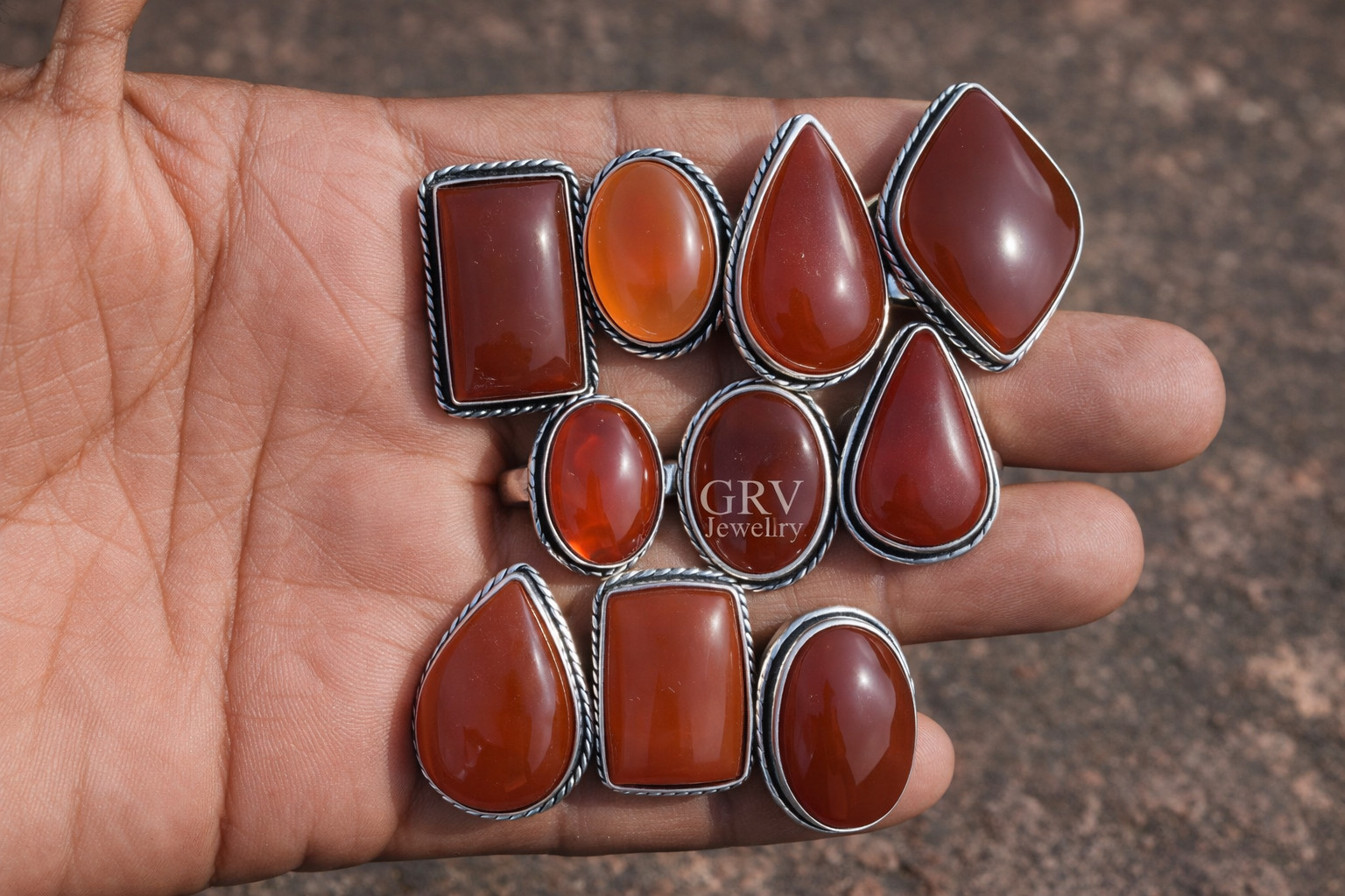 1-500 Pcs Carnelian In Wholesale Rings Lot Bulk: Silver Plated Whr-116
