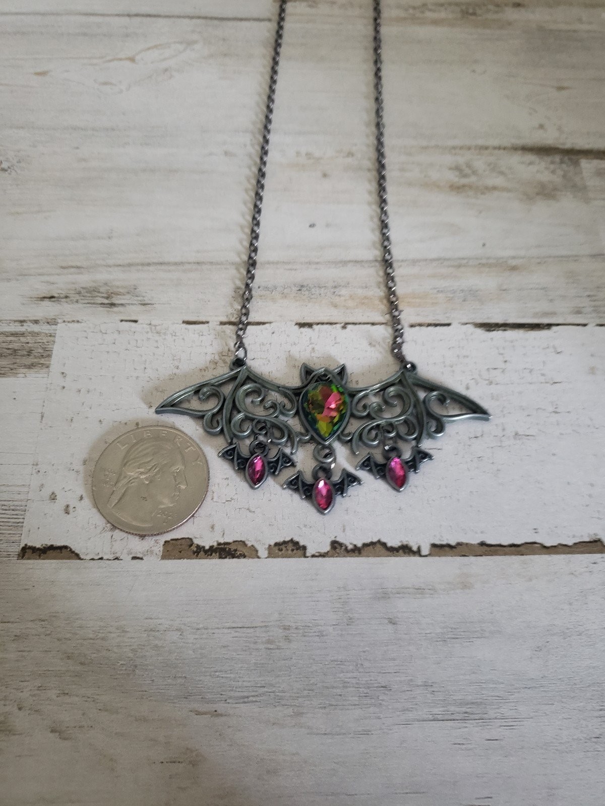 Bat necklace Halloween vampire baby jewelry pink black gift cute witch cool love