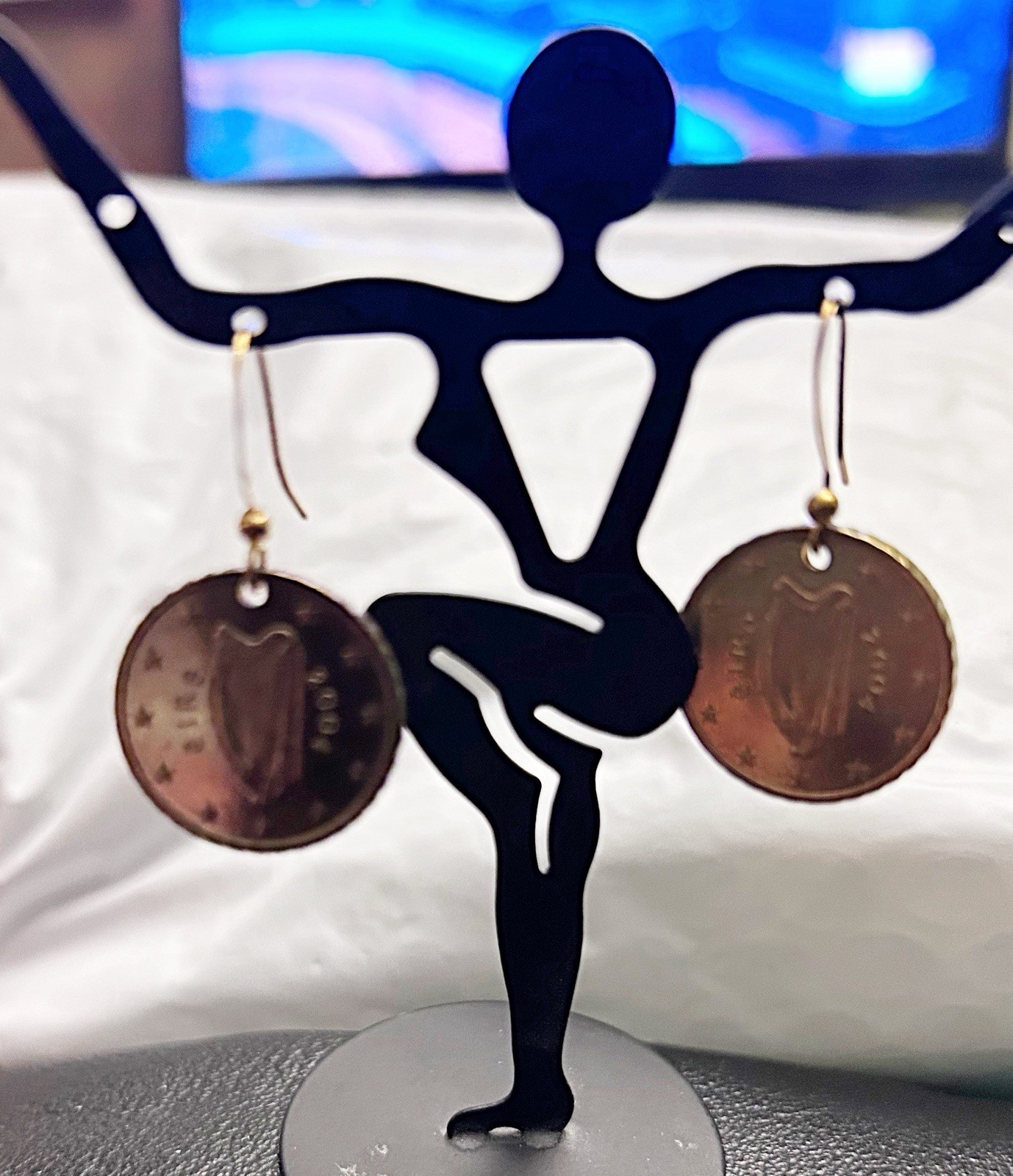 Ireland 10 Cent Euro 2004 Coin Dangle Pierced Earrings Eire Harp Money