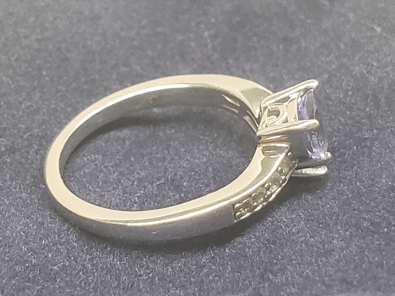 6.0mm Trillion-Cut Tanzanite and White Zircon Duo Bypass Ring in Sterling Silver