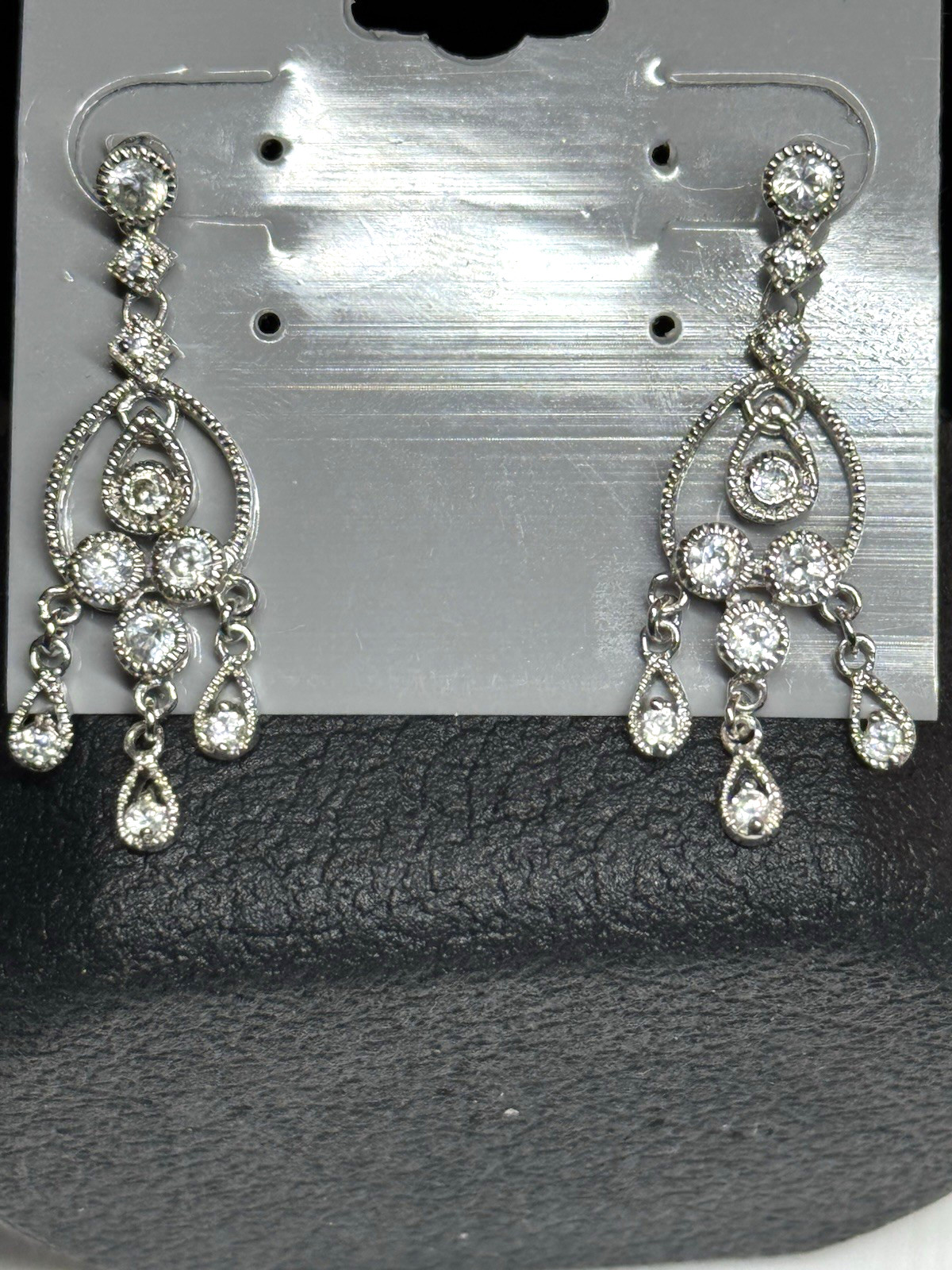 ATI 925 Sterling Silver CZ Chandelier Earrings Athra Trading Jewelry