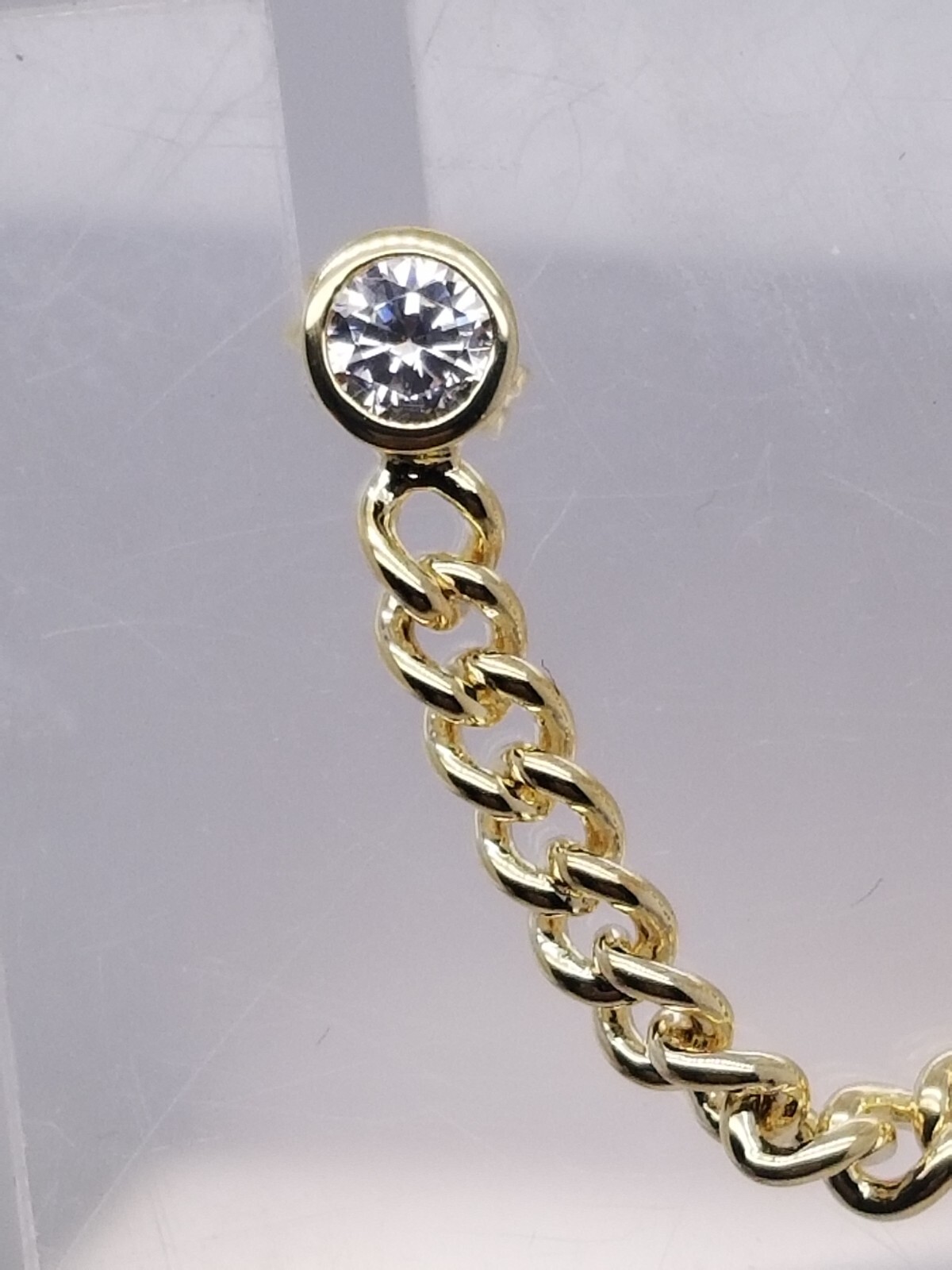 GLD Shop 14k Double CZ Solitaire Chain Stud Earrings – 2.1gTW