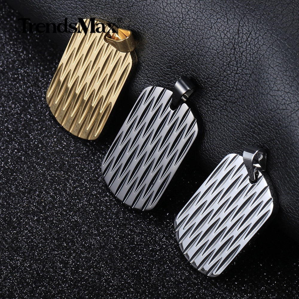 Silver/Black/Gold Plated Stainless Steel Dog Tag Pendant Necklace Shield Shape