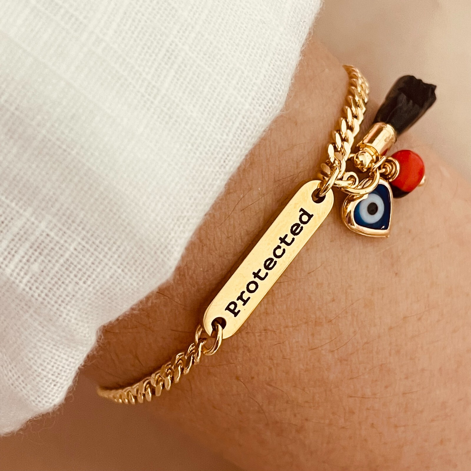 Azabache Bracelet, Evil Eye Bracelet, Natural Jet Hand, Personalized Bracelet