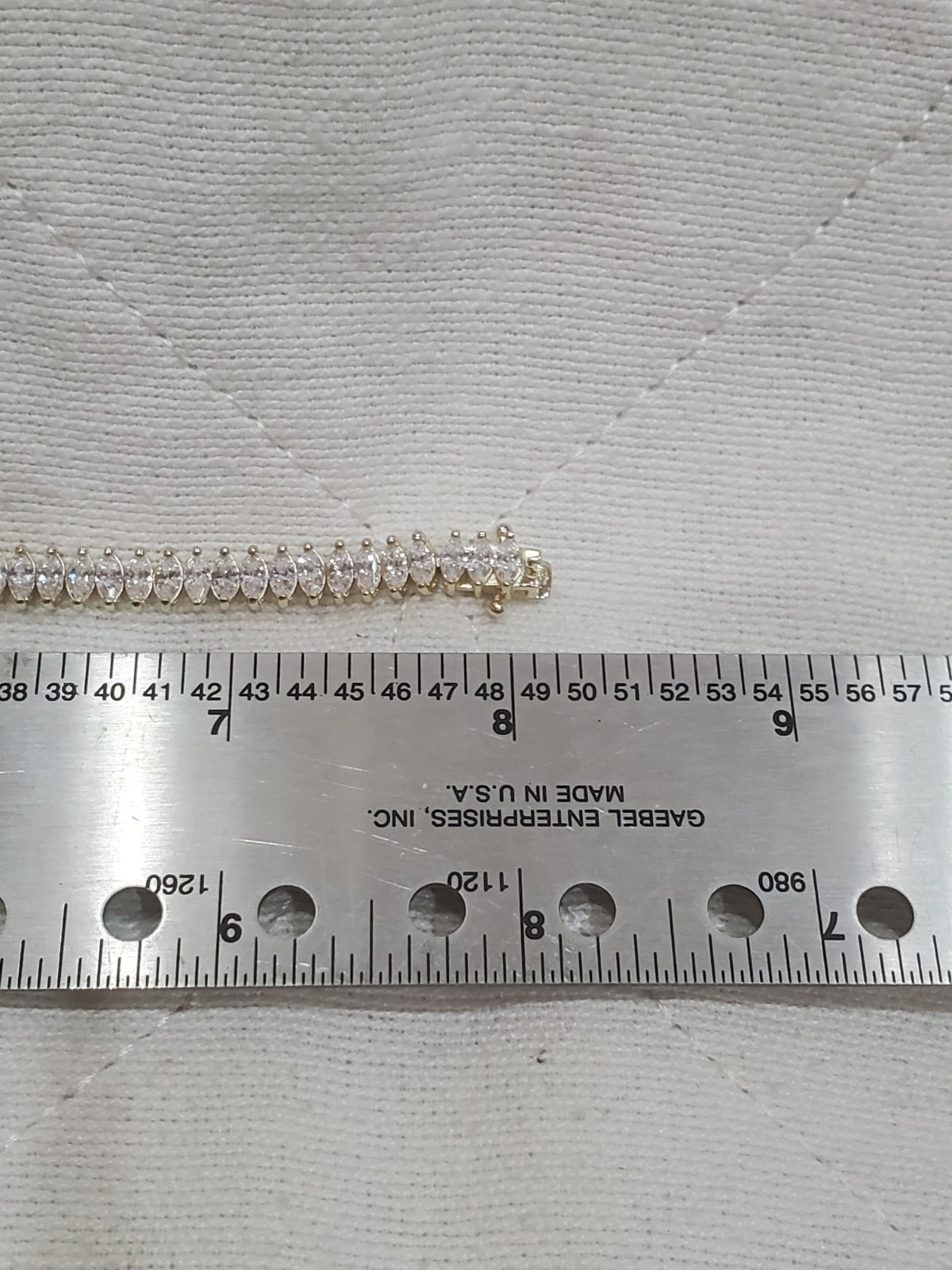 925 FAS Simulated Diamond MARQUISE LINK Tennis Bracelet Gold Plated