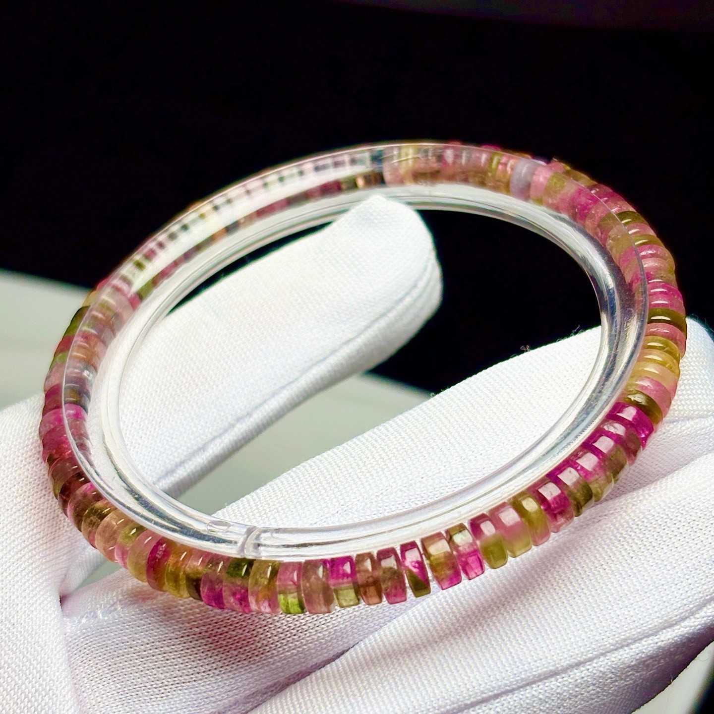 5.5mm Natural Watermelon Tourmaline Crystal Quartz Beads Bracelet