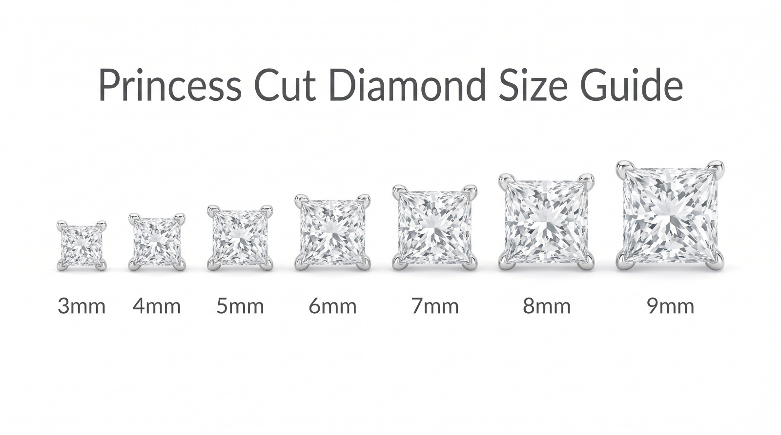 Sterling Silver 925 Princes Square Cut Cubic Zirconia Men Women Ear Stud Earring