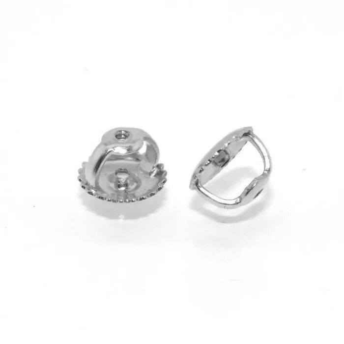 1 Pair of Replacement Screw on Screw Off Ear Nut Earring Back 14K White Gold