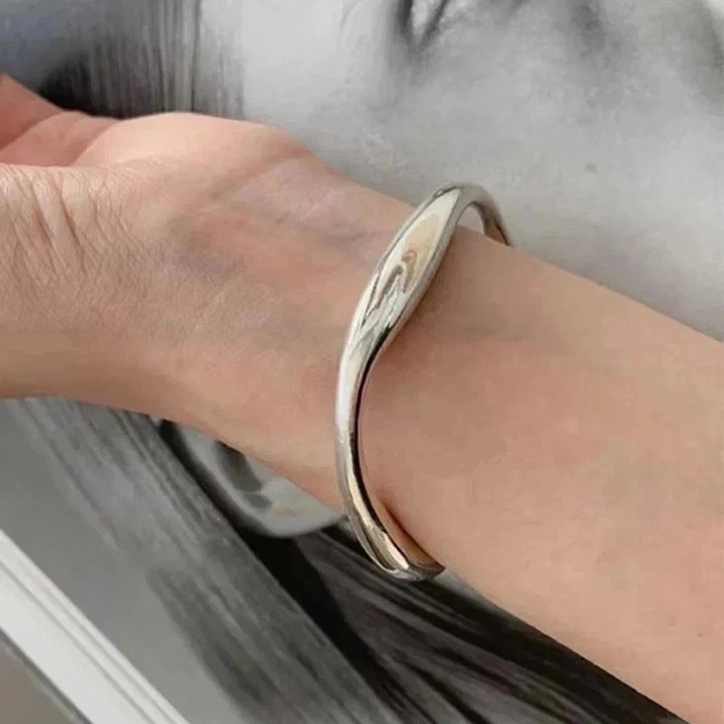 Vintage Cuff Bangle 925 Sterling Silver Jewelry Bracelet for Women Trendy Gift