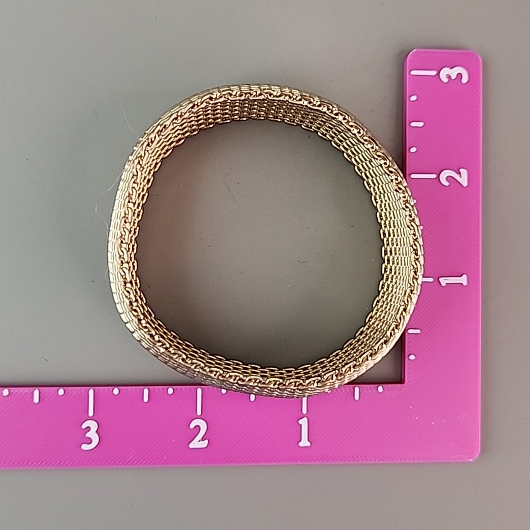 Mesh Bracelet Curved 26mm Gold Tone Domed Flexible Woven 8″
