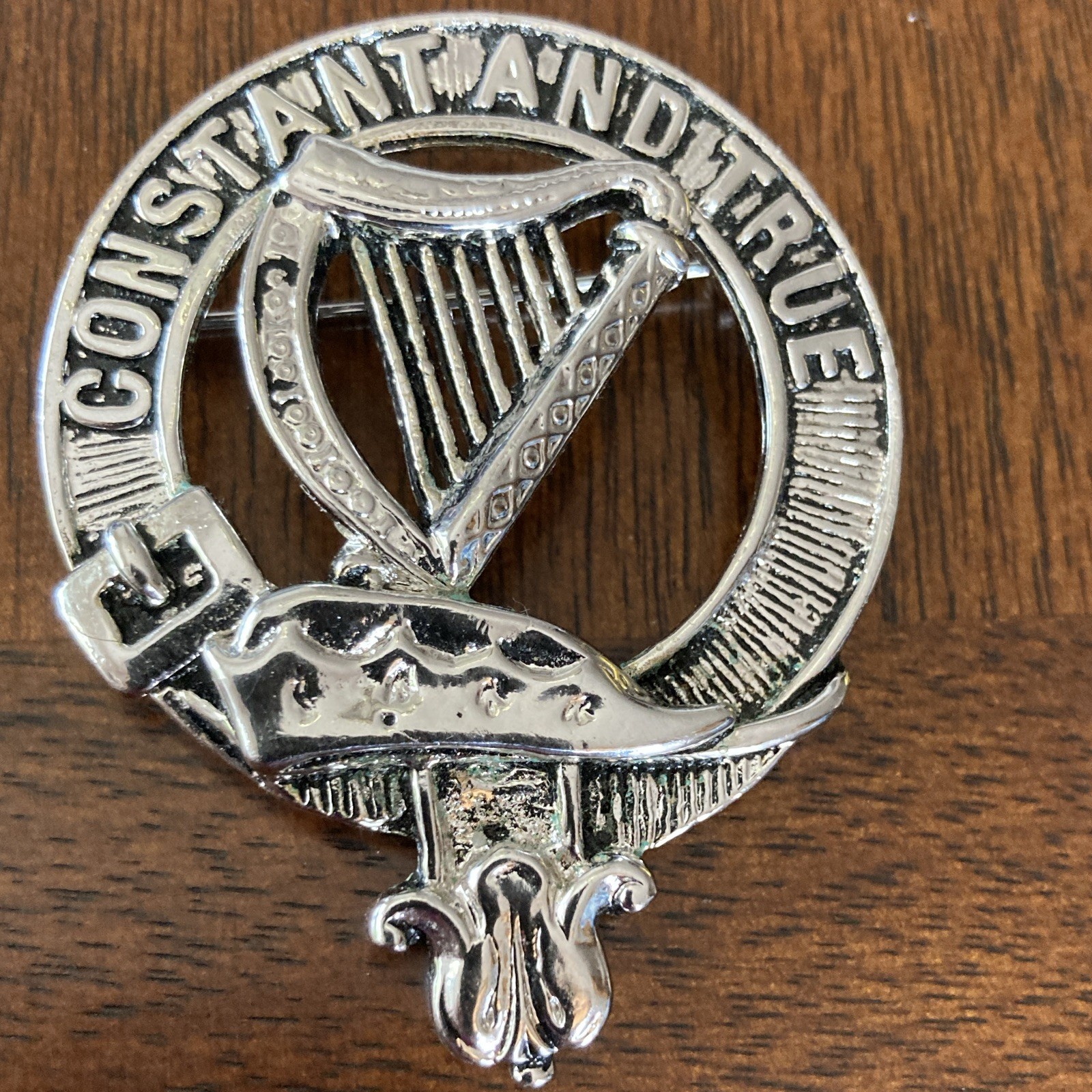“Constant and True” Scottish Clan Rose cap badge or brooch . Fine pewter 95 mark