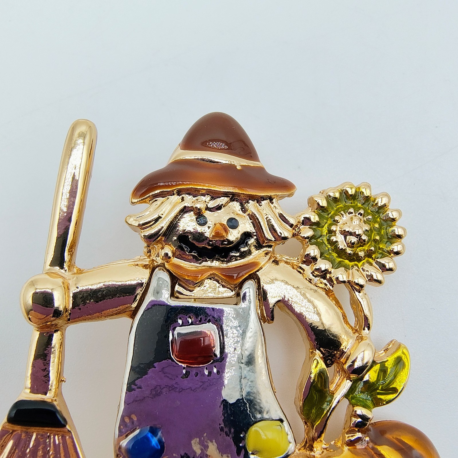 Halloween Scarecrow Brooch Pin Spooky Season Fall Harvest Autumn Pumpkin