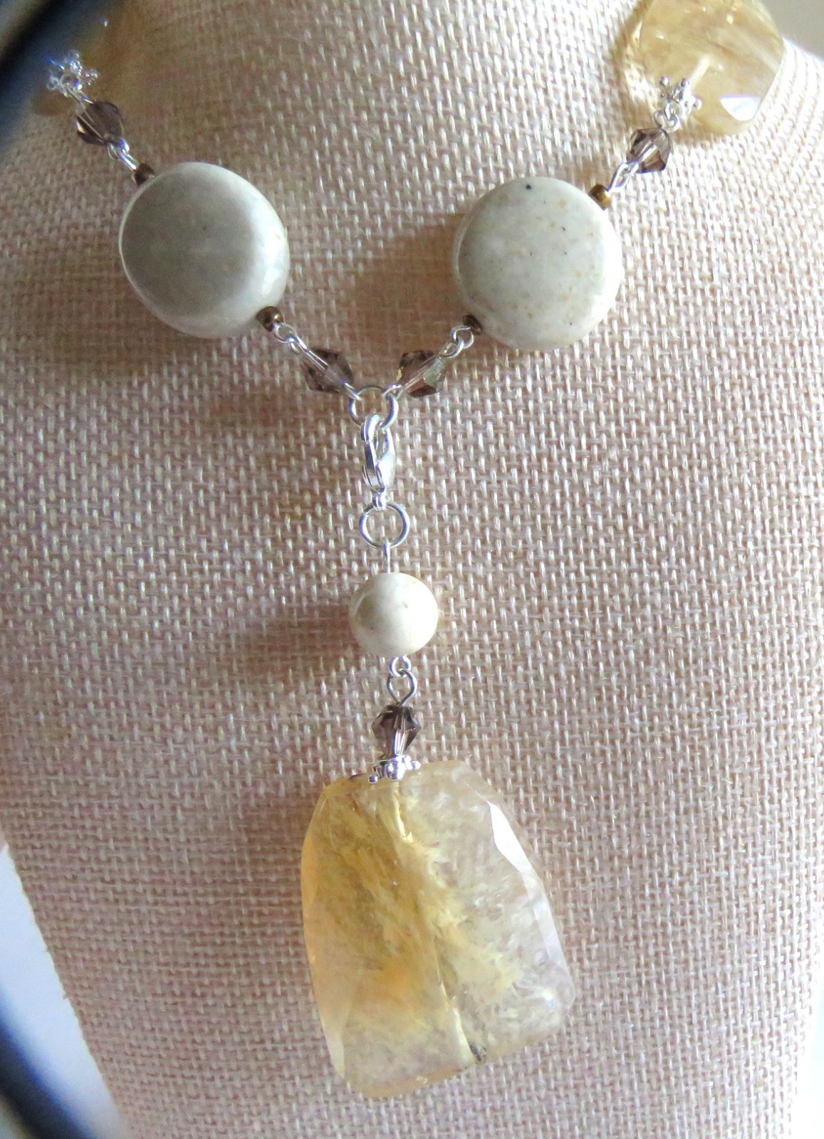 Premier Designs Sand Dune Quartz and Stone Y Necklace with Removable Pendant