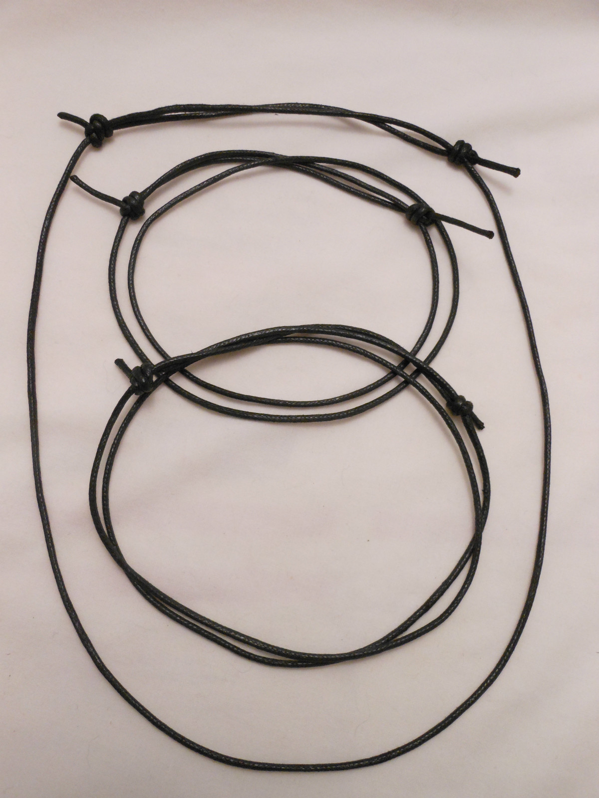 3 Surfer Choker Necklaces Unisex- Black Lightweight Cotton Cord-Fully Adjustable