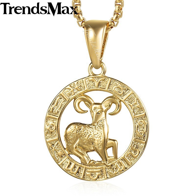 Gold Plated Zodiac Sign Constellation Pendant Necklace Choker Women Men Jewelry