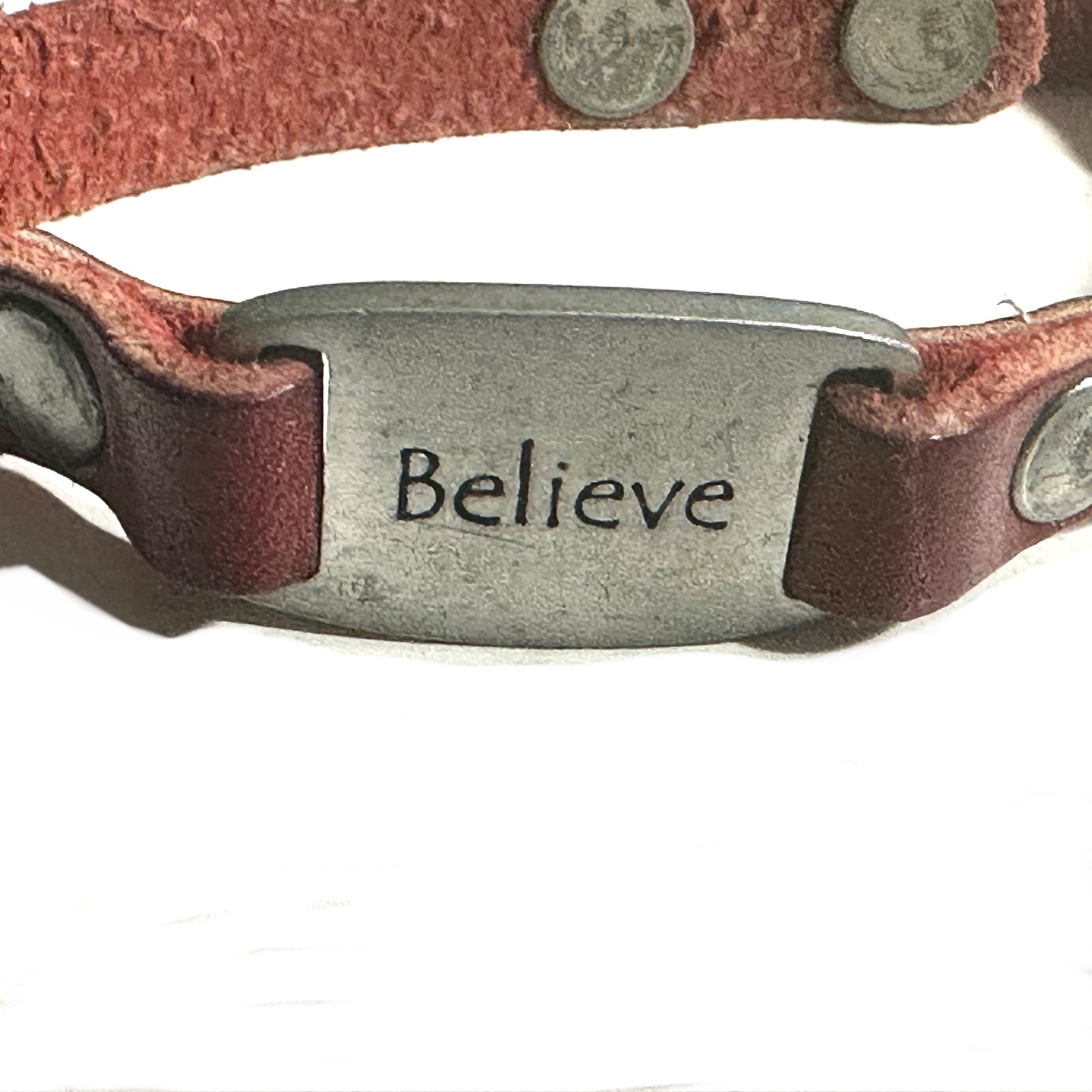 Dillon Rogers Red Brown Leather Believe Bracelet Adjustable 7-8 inch Unisex