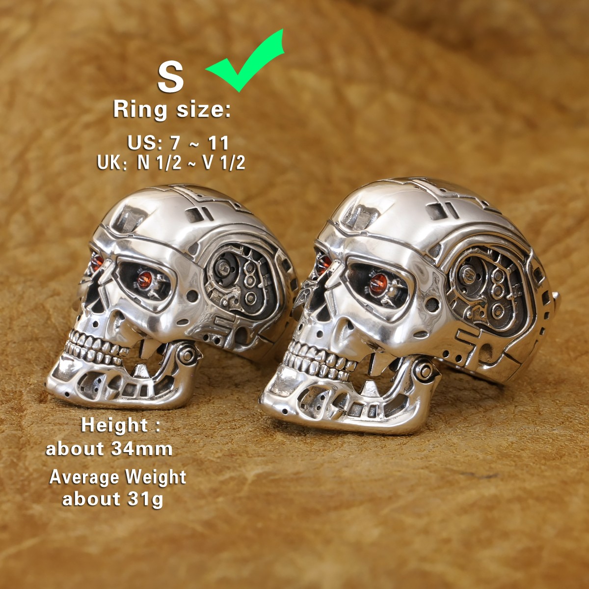 CZ Eyes 925 Sterling Silver Terminator Ring Mouth Openable TA518D US 7~16 LZ