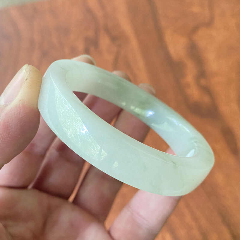 53mm Certified Icy Green Natural Tianshan Mountains Cui Jade Bracelet Bangle 025
