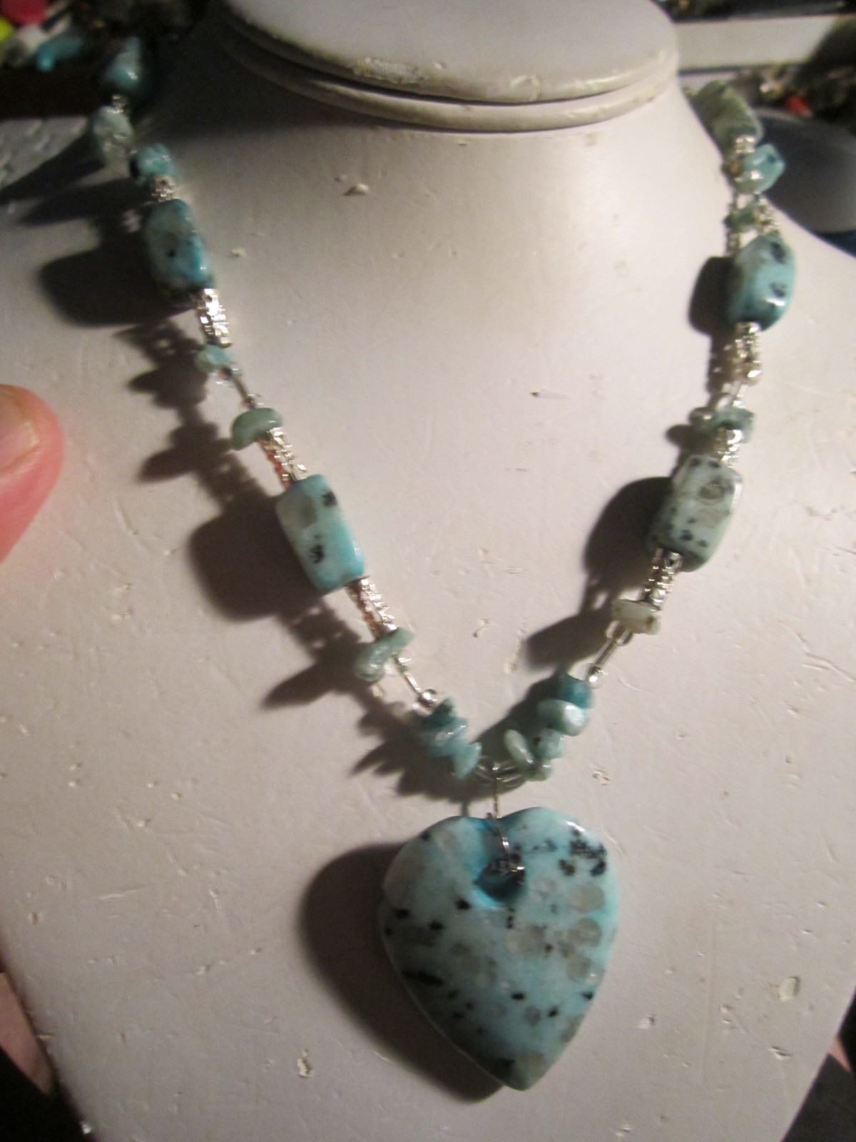 COPPER RUBY ZOISITE GEMSTONE NECKLACE 16″ LONG WITH TOGGLE CLASP-OFC-Z1