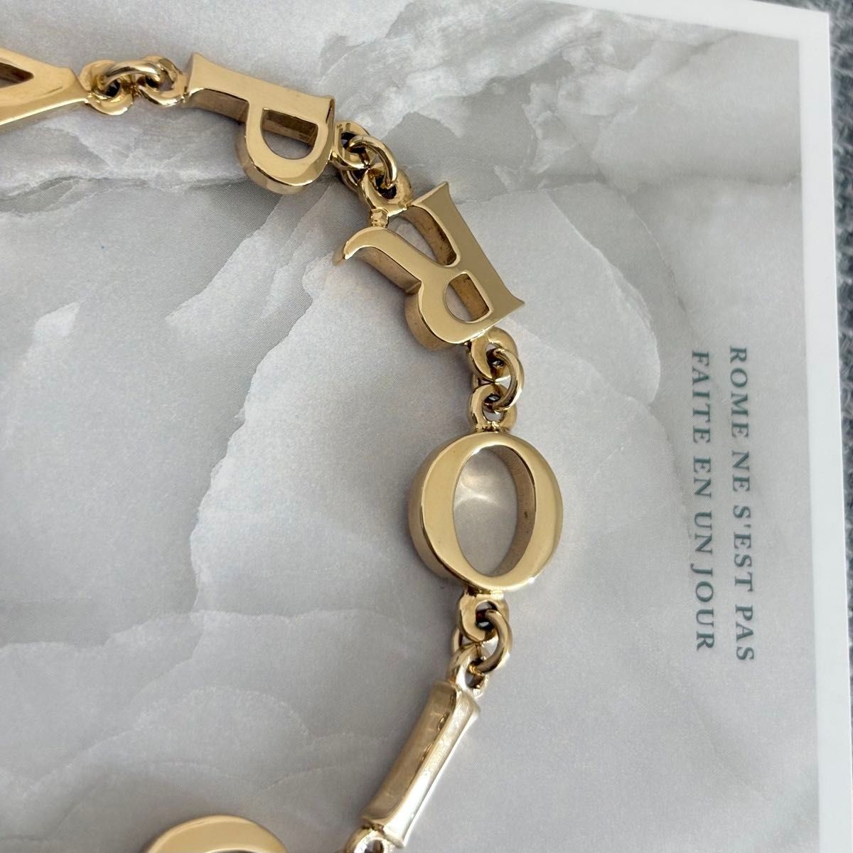 Christian Dior Paris Logo Chain Bracelet Gold Tone 19.5cm Accessory w/Box