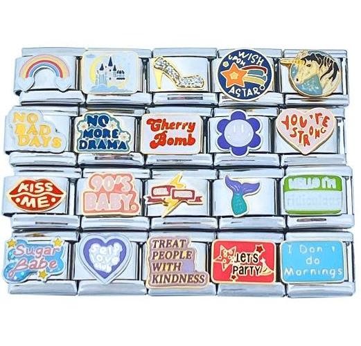 9mm Italian Charms Assorted Words & Sayings Mermaid Stiletto Unicorn (Col 17)