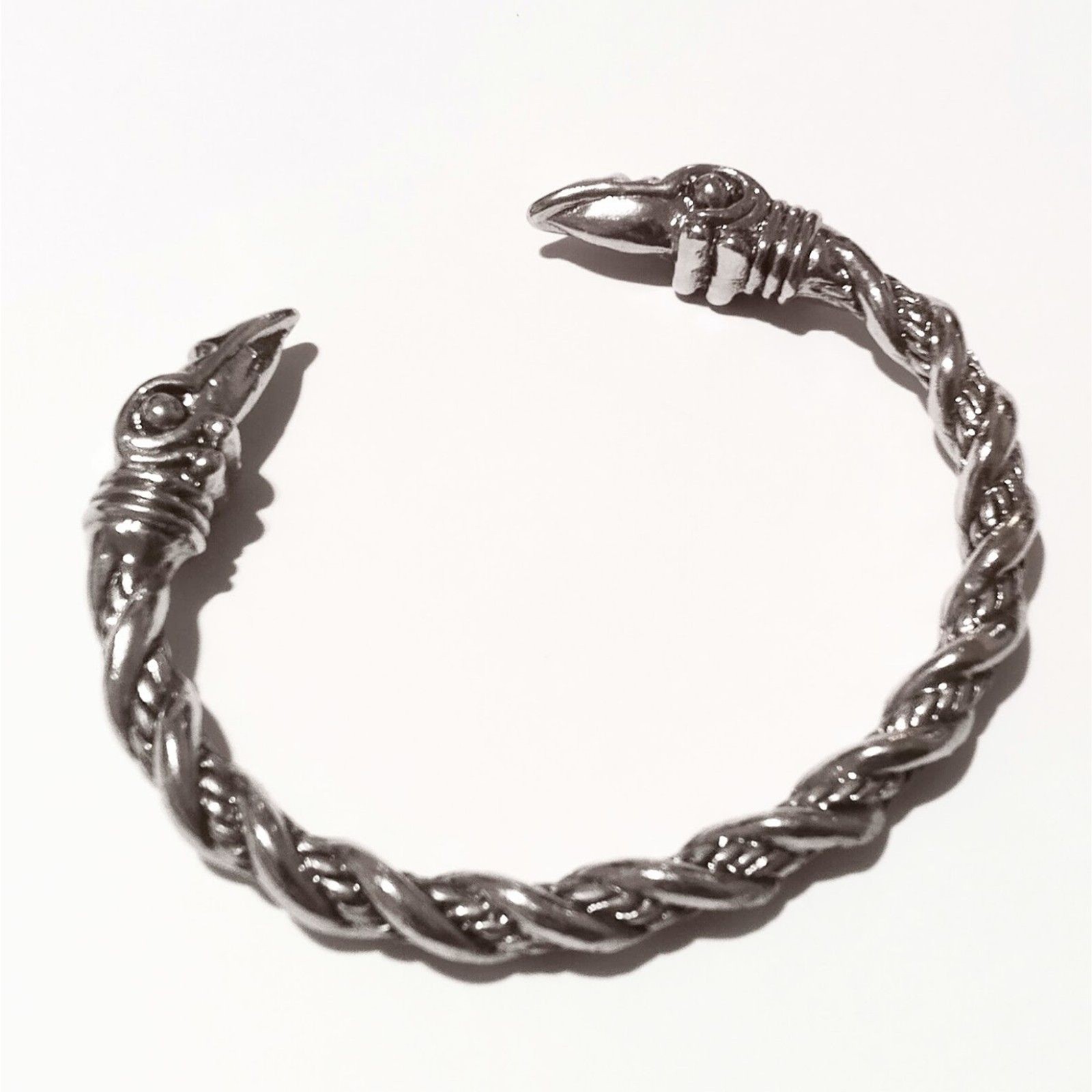 Silver Tone Bird Head Cuff Bracelet Twisted Open Cuff Adjustable