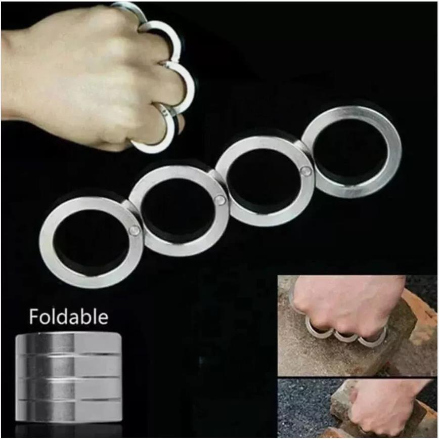 For Men Jewelry Stainless Steel Knuckles Rings Outdoor Rotatable Foldable Ring
