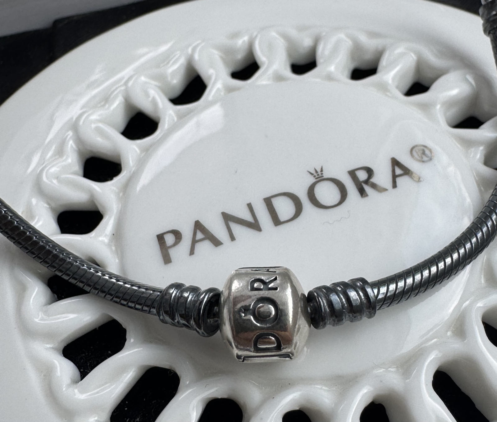 Authentic Pandora MOMENTS Oxidized Clasp Chain Necklace #590703OX