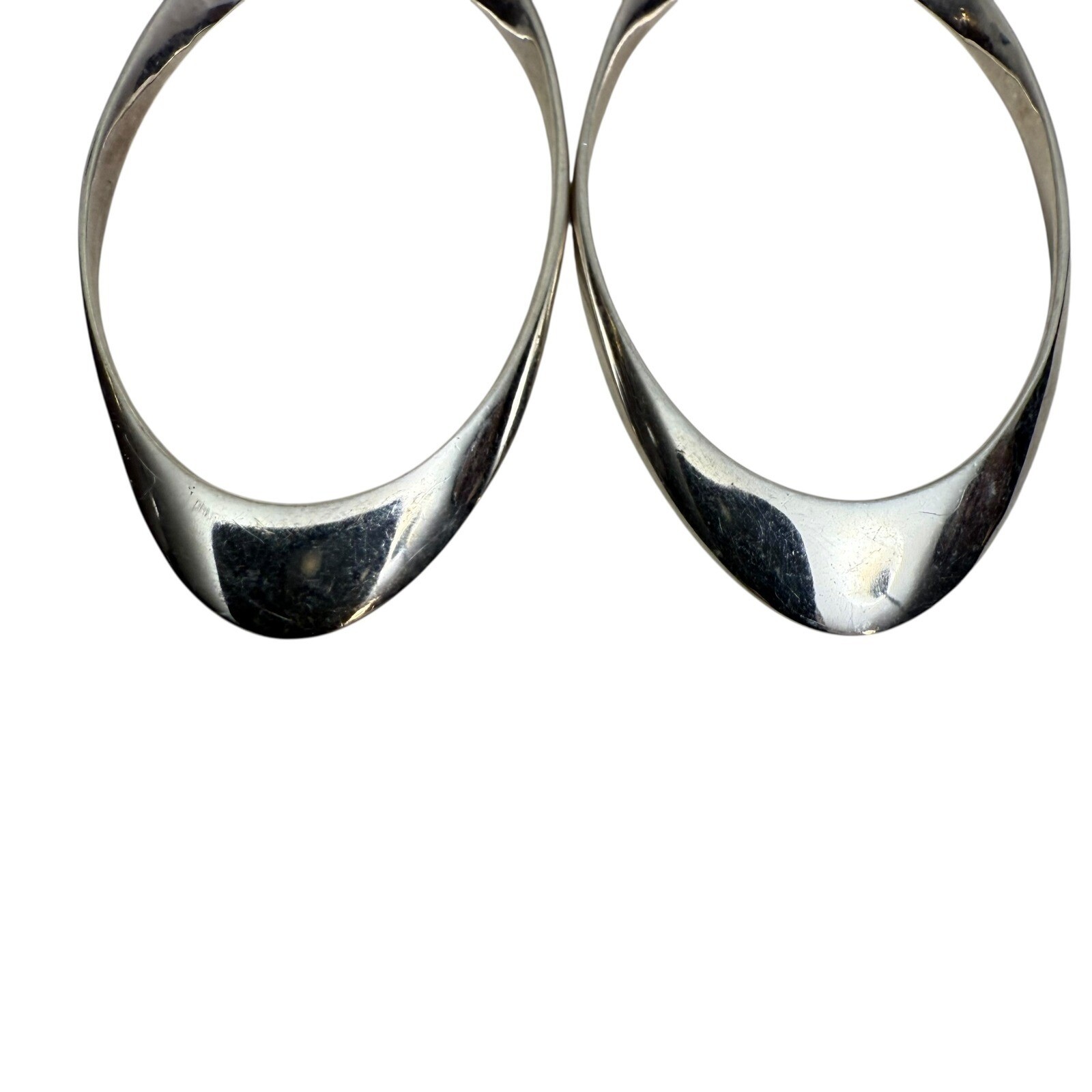 Stefani Argento SA 925 Sterling Silver Oval Hoop Earrings Dangle Drop Minimalist